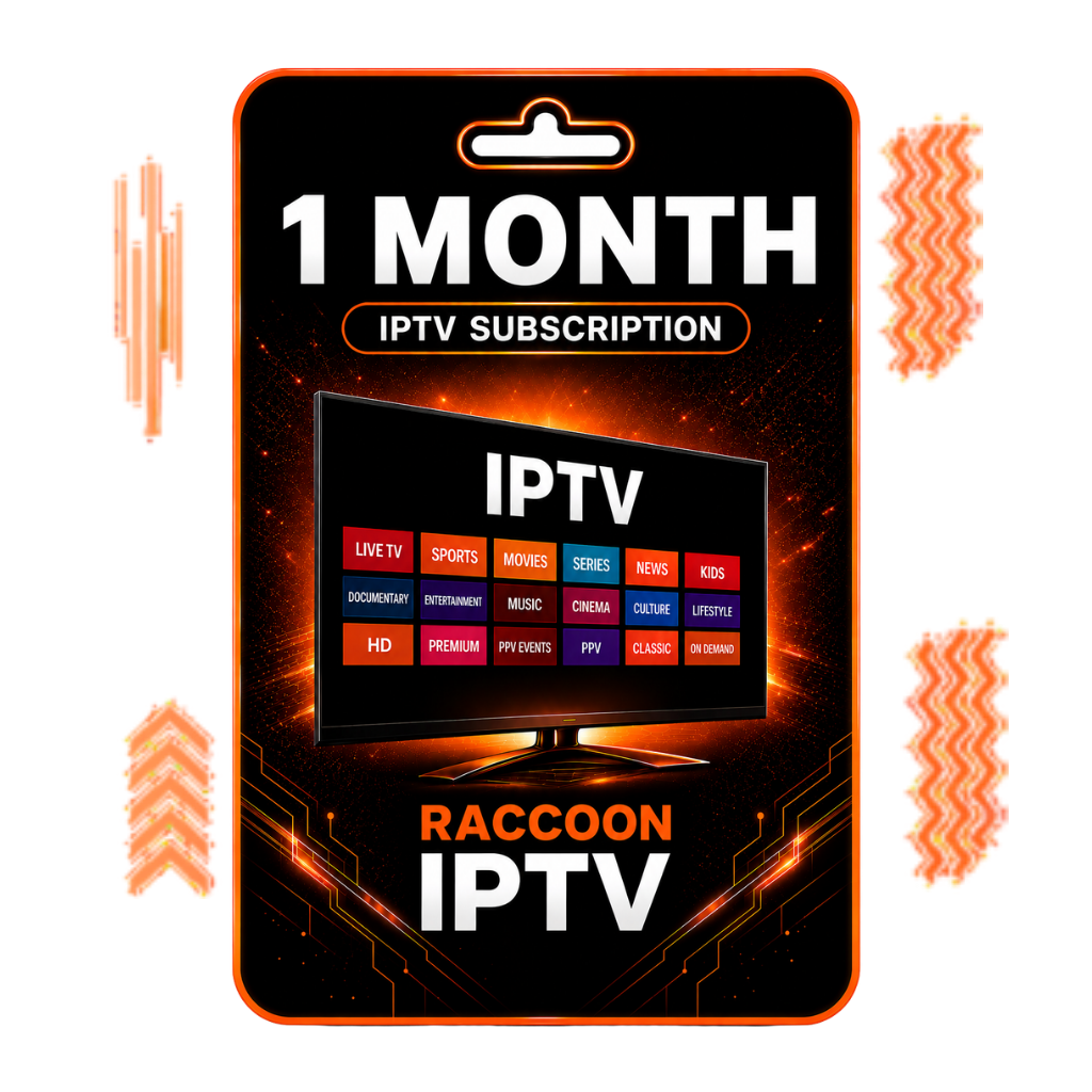 Raccoon IPTV 1 Month IPTV Subscription digital package design