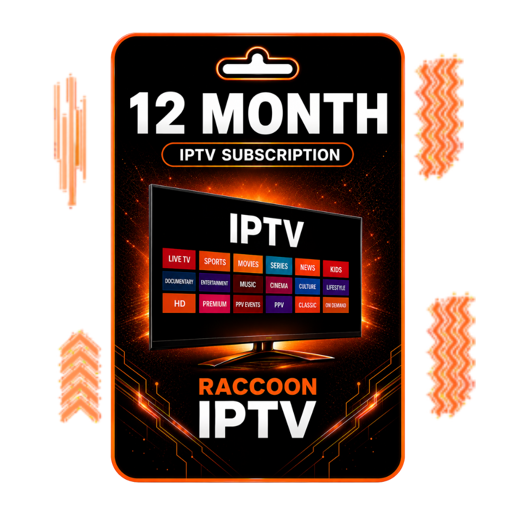 Raccoon IPTV 12 Month IPTV Subscription digital package design