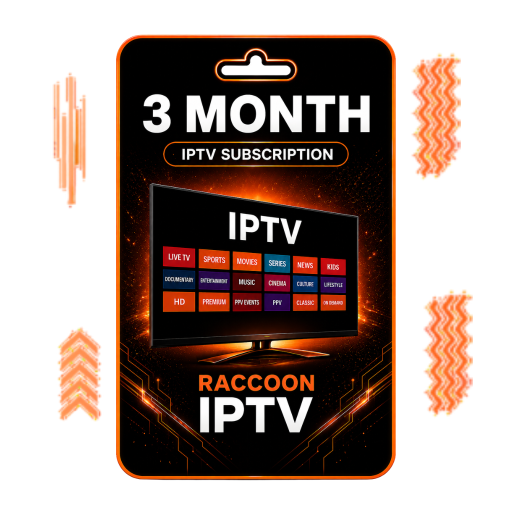 Raccoon IPTV 3 Month IPTV Subscription digital package design