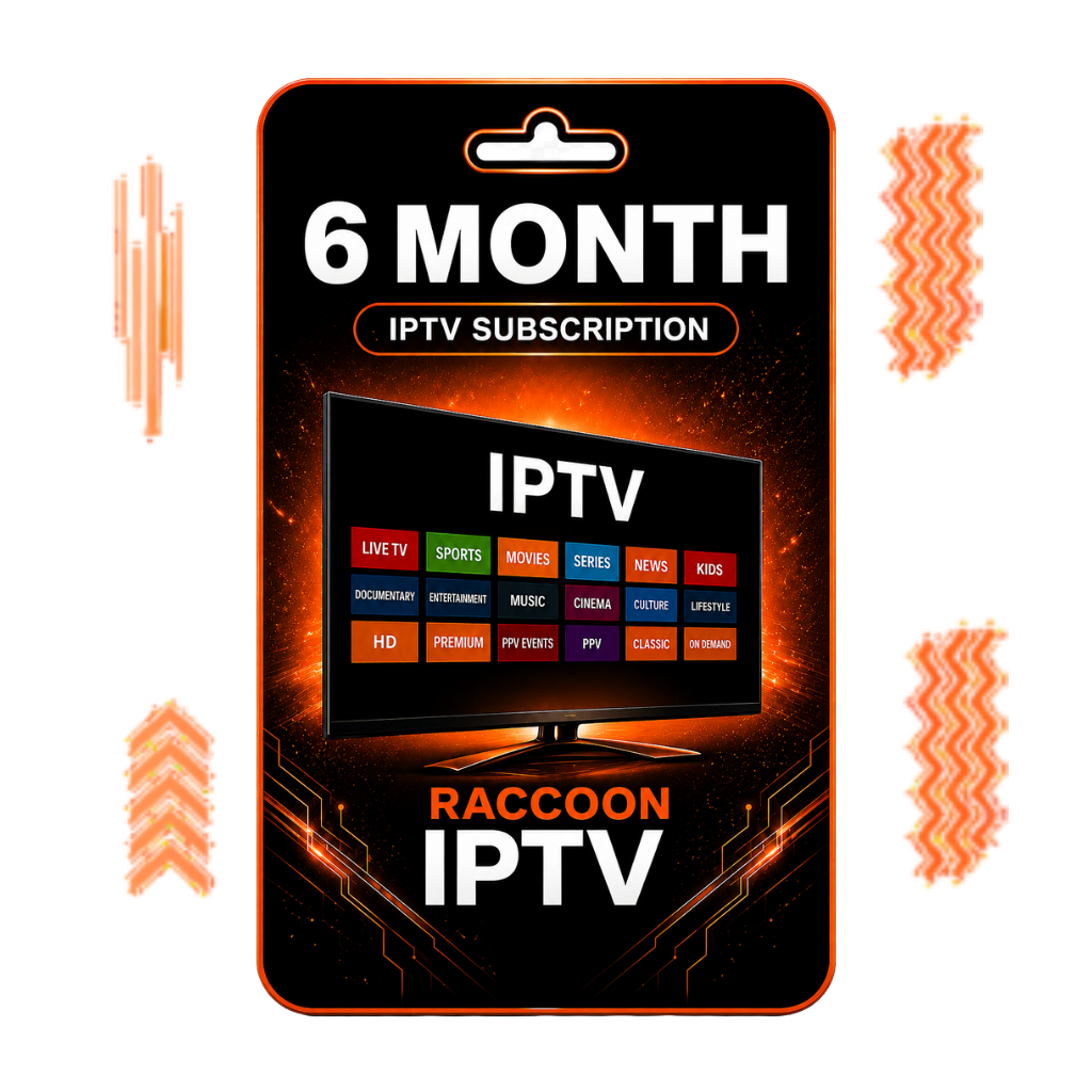 Raccoon IPTV 6 Month IPTV Subscription digital package design
