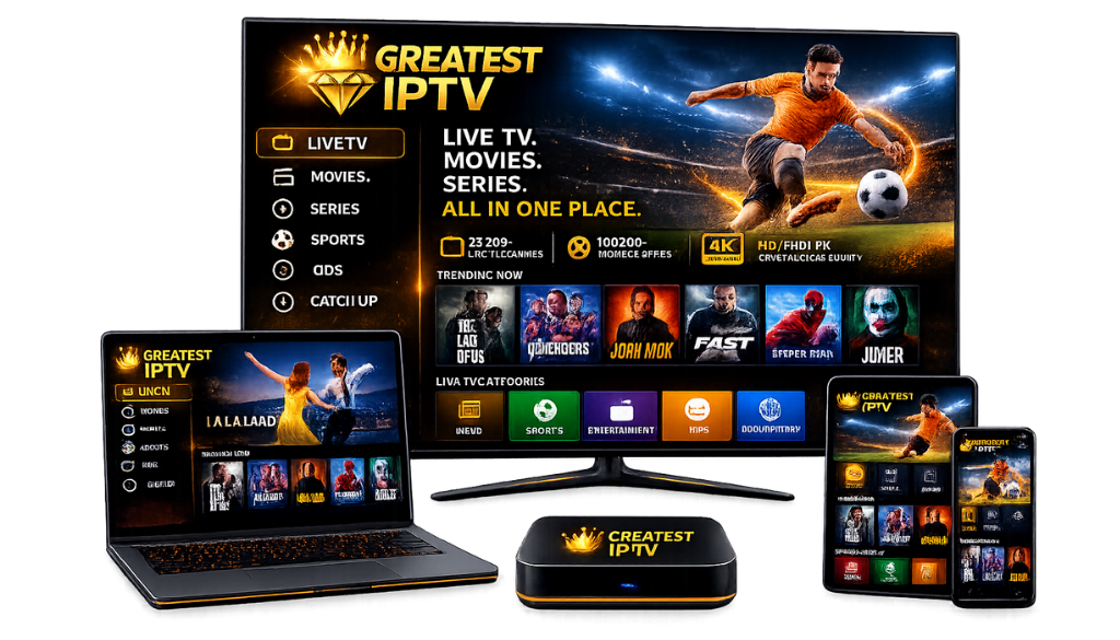 Greatest IPTV multi-device streaming with live TV, movies, series, sports, and entertainment