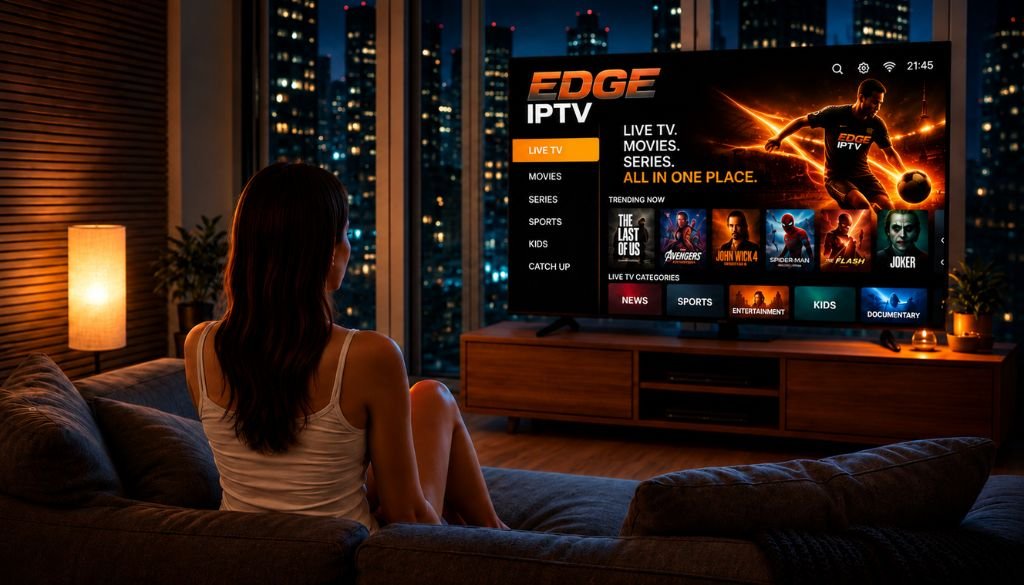 edge iptv streaming on smart tv with live tv movies sports series and entertainment